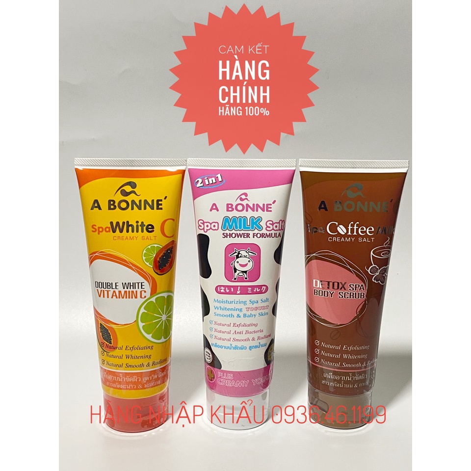 (Chính Hãng)(Tuýp) Muối Tắm Sữa bò,cafeTẩy Tế Bào Chết,trắng da  A Bonne Spa Milk Salt Shower Formula Thái Lan 350g