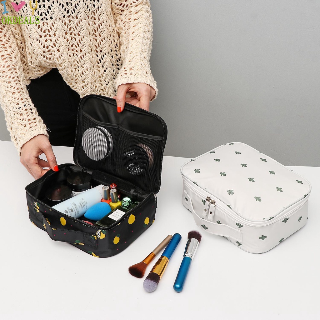 OKDEALS Waterproof Makeup Case Organizer Travel Make Up Bag Travel Cosmetic Bags Women Toiletry Bag Portable Storage Pouch Handbags Mesh Package/Multicolor