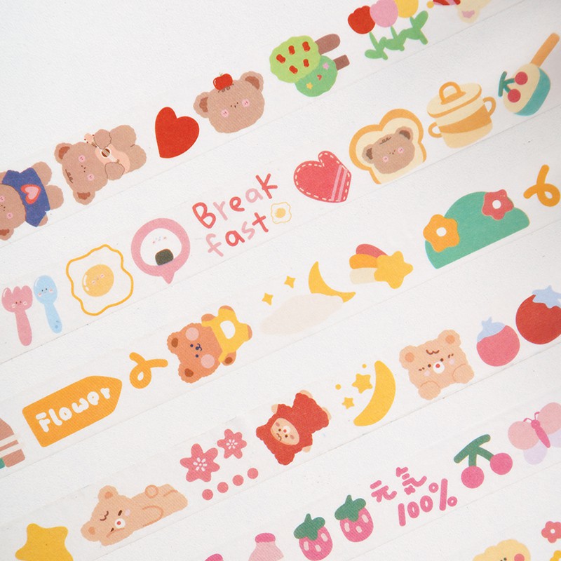 Cuộn Băng Nhãn Dán Washi Nhiều Màu Sắc Dễ Thương Đáng Yêu Dùng Trang Trí Sổ Lưu Niệm