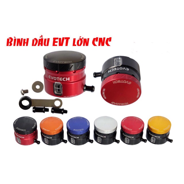 Bình dầu thắng nhôm CNC mẫu Evotech lớn kèm pát gắn mọi loại xe máy