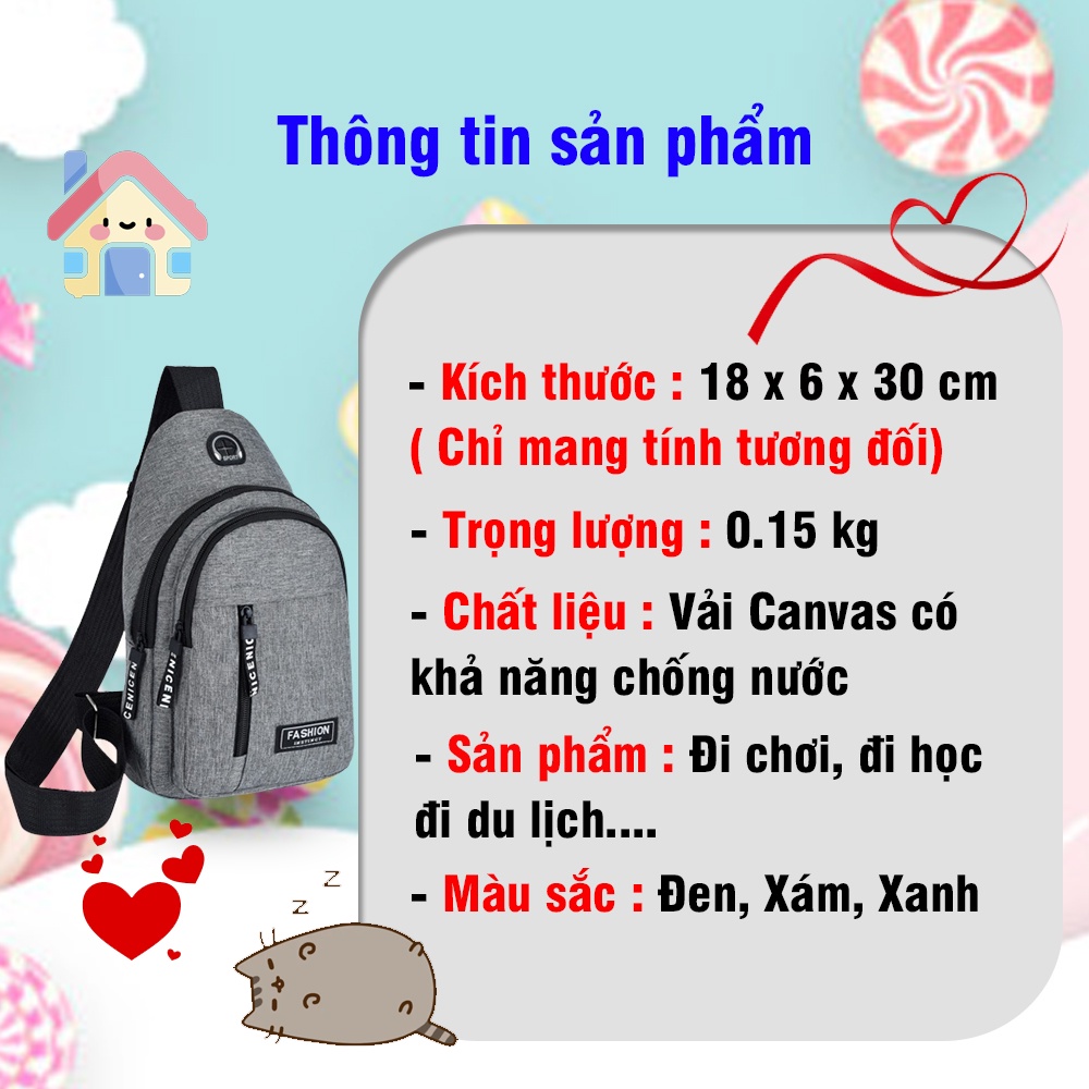 Túi Đeo Chéo Nam Nữ Thời Trang Đi Chơi Du Lịch Đi học Túi Unisex