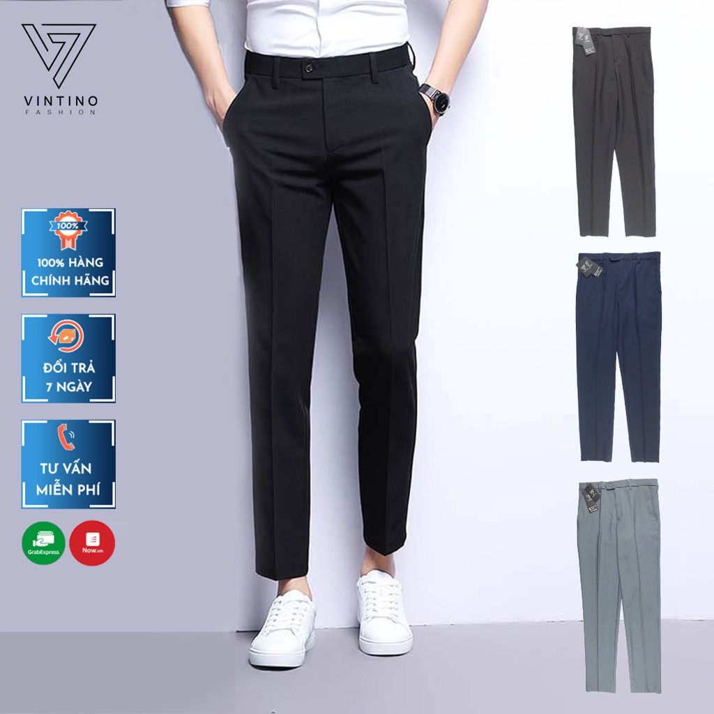 Quần âu nam đóng hộp cao cấp, quần tây công sở Vintino, vải trượt lạnh co giãn,ống côn, 3 màu cơ bản - HÀNG MỚI VỀ