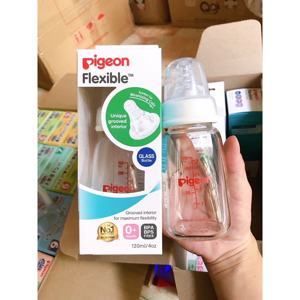 Bình Sữa Thủy Tinh Pigeon Cổ Hẹp 120ml/240ml