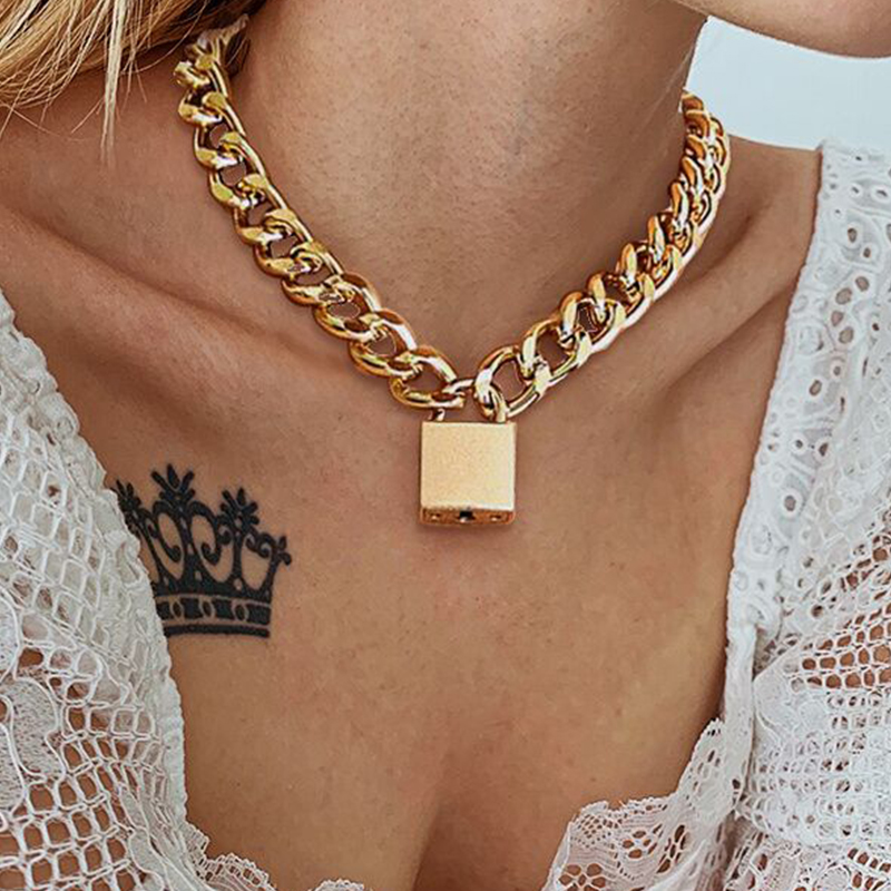 Vòng Cổ Choker Mặt Ổ Khóa Cá Tính Cho Nữ