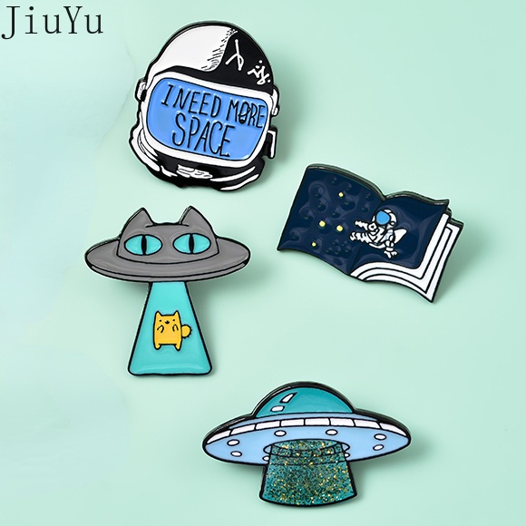 Ghim Cài Áo Hình Hành Tinh Hoạt Hình UFO / Mèo / Phi Hành Gia / Vũ Trụ Ngộ Nghĩnh