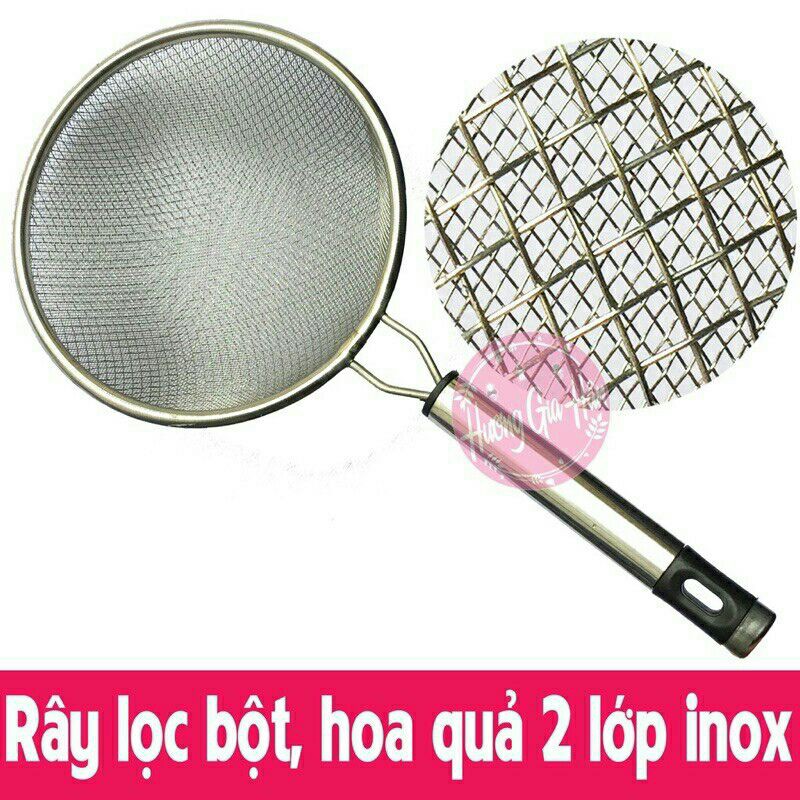 Lọc cua 2 lớp / rây lọc bột cháo, củ quả ăn dặm cho bé cán inox size 16cm