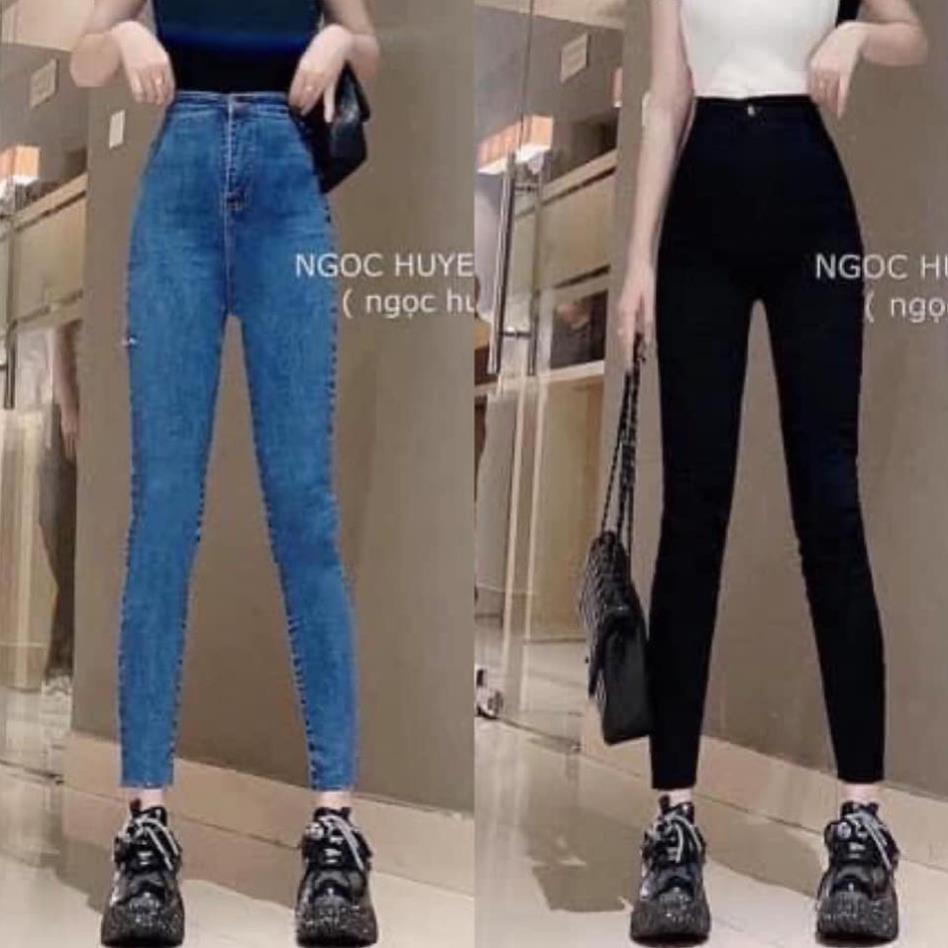 Quần jean bó cạp cao hách dáng hàng may gấu co dãn tốt có size , _ i