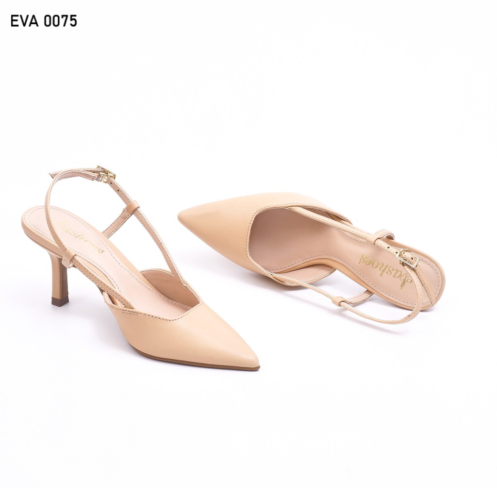 Giày hở gót đế nhọn mũi nhọn da cao cấp 5cm Evashoes EVA0075