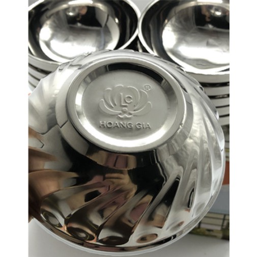 Bát cơm inox 2 lớp cách nhiệt Hoàng Gia mẫu xoắn cỡ 11.5cm (10c/1 sét)
