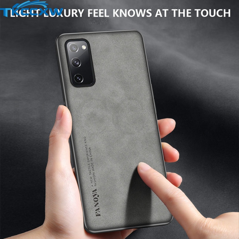 Ốp Điện Thoại Da PU Phối Vải Sợi Mềm Thời Trang Cho Samsung Galaxy Note 20 Ultra Note 10+ S10 Plus S20 FE