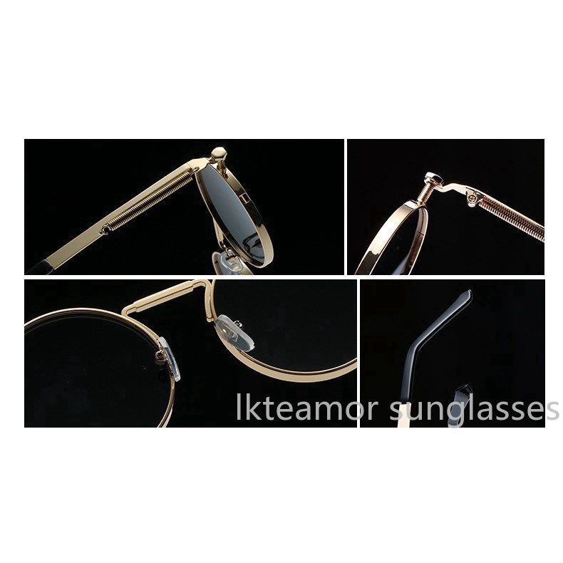 Kính mát gọng tròn bằng kim loại chống nắng UV400 cho nam