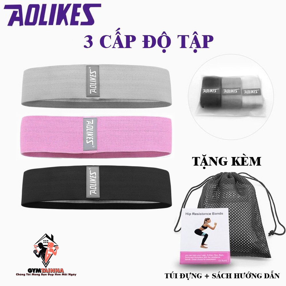 Bộ 03 Dây Kháng Lực Tập Mông, Dây Mini Band Vải Latex Tập Mông AOLIKES, Dây Kháng Lực Vải, Dây Gym Kháng Lực Cao Cấp