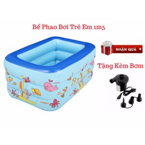 {FREE SHIP}Bể bơi 150 cm x 110 cm x 50 cm 3 tầng tặng kèm bơm bể