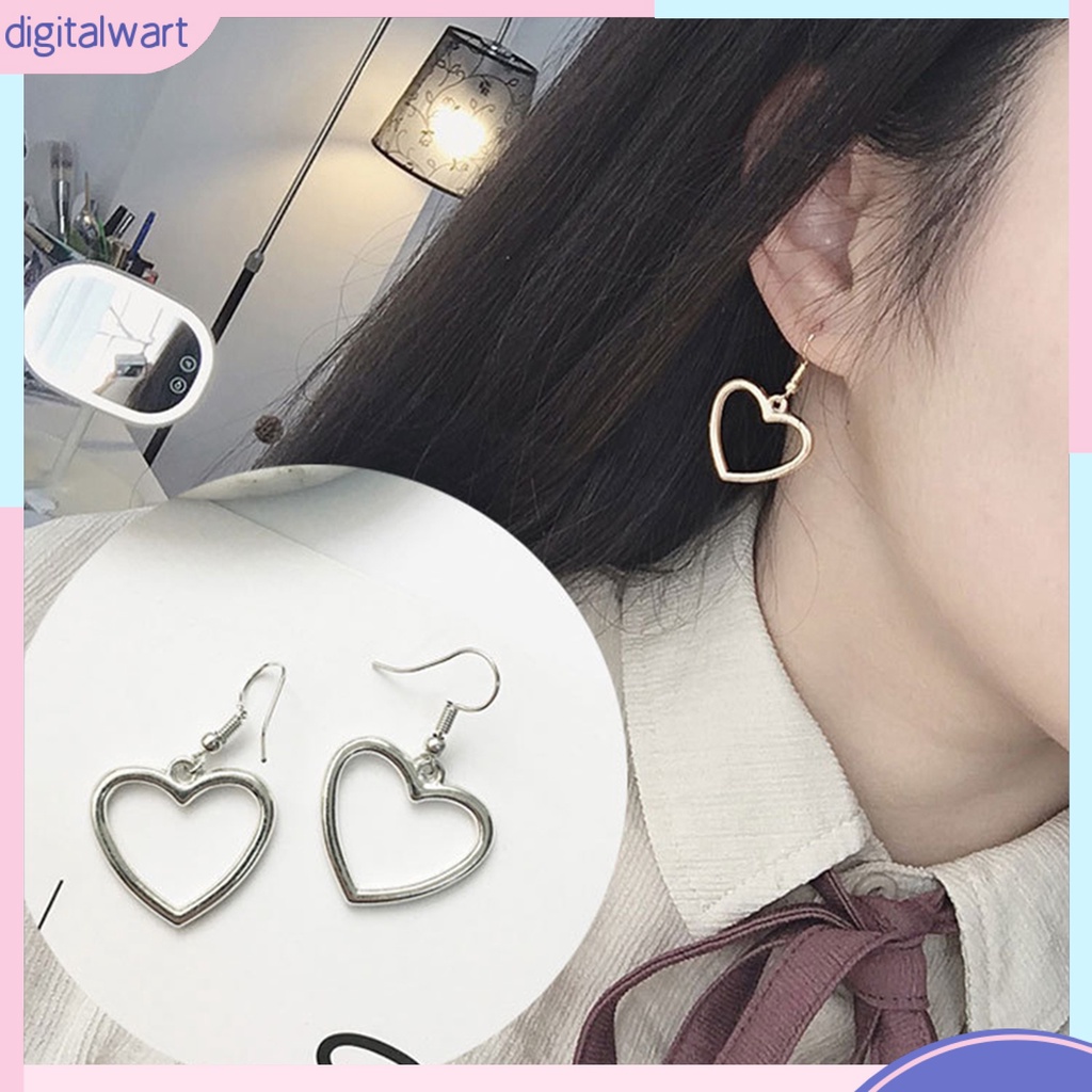 Dg✌❤ 1 Đôi Bông Tai Hình Trái Tim Rỗng Thời Trang Dành Cho Nữ