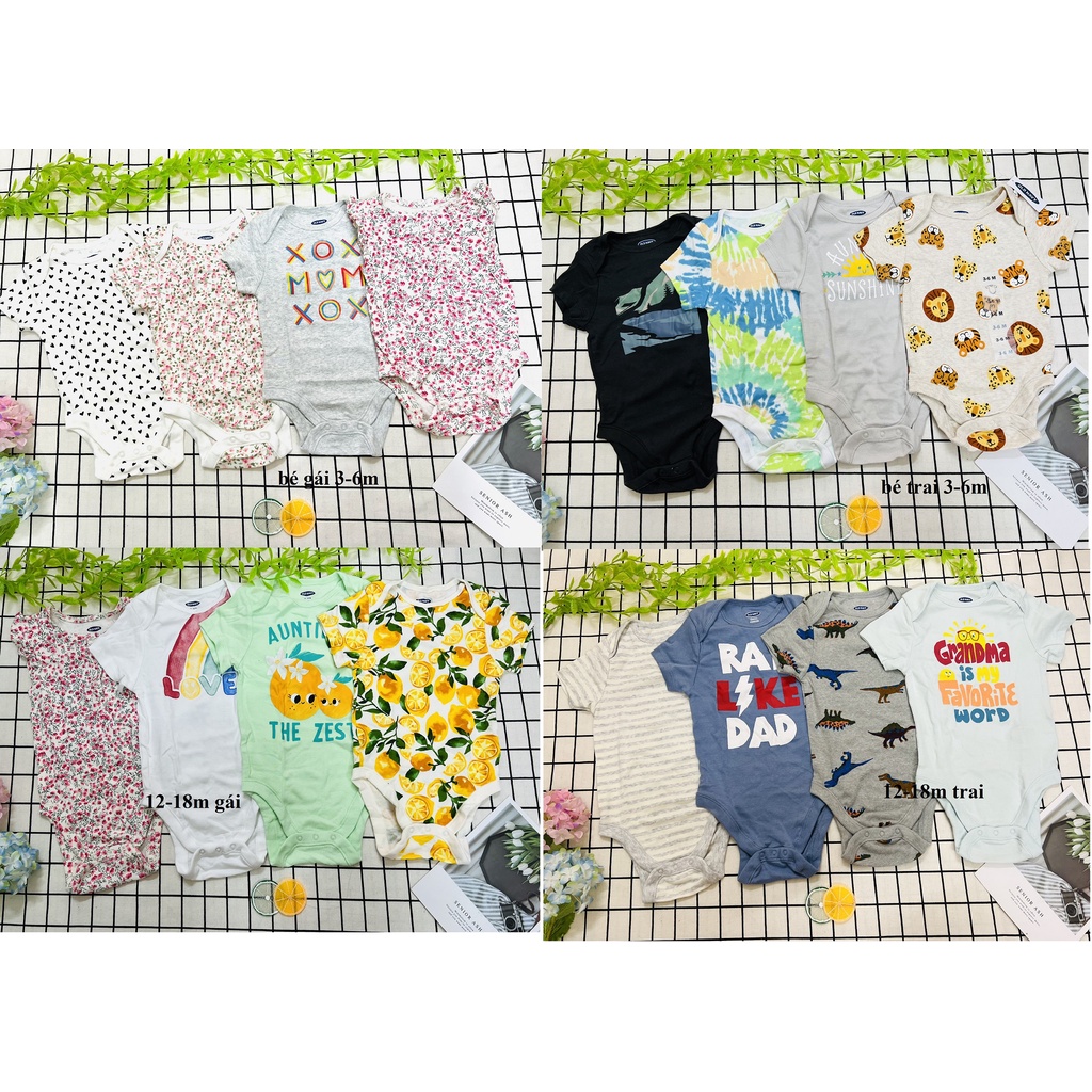 Body cộc tay xuất dư Oldnavy cho bé 3m-24m