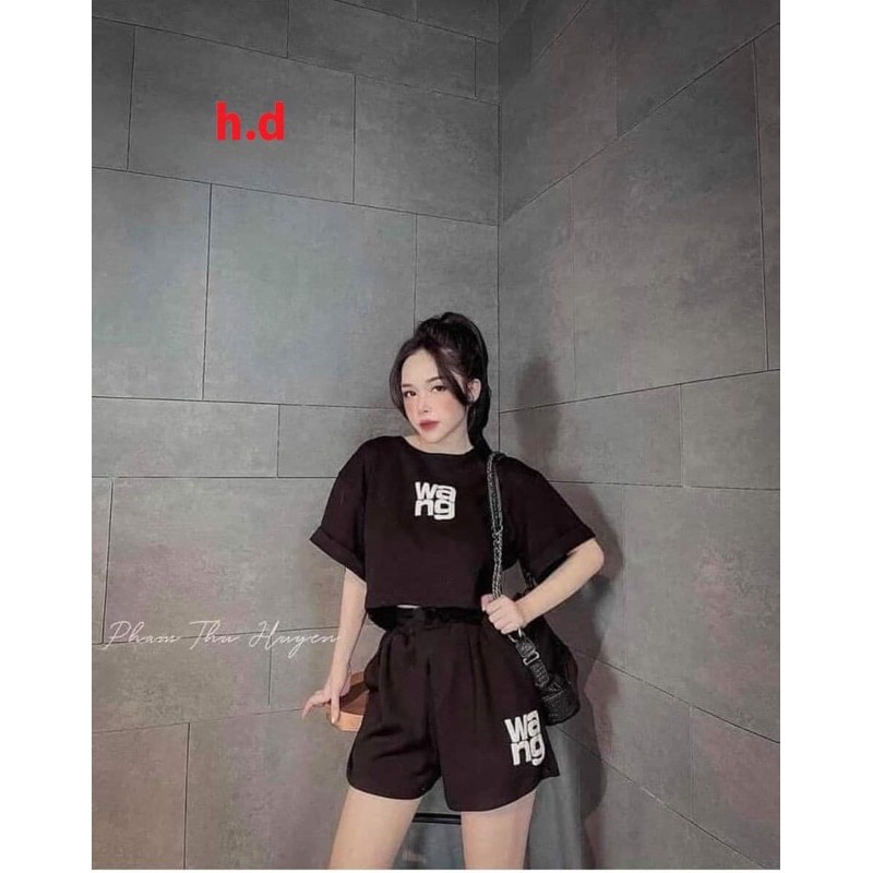 bộ áo thun croptop quần sooc wag HĐ
