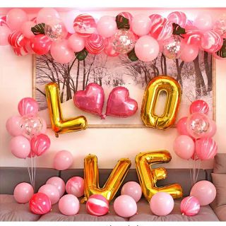Bóng bay trang trí phòng cưới - Set bóng bay trang trí phòng cưới, đám cưới màu hồng w6 🎈Bống Balloon Shop