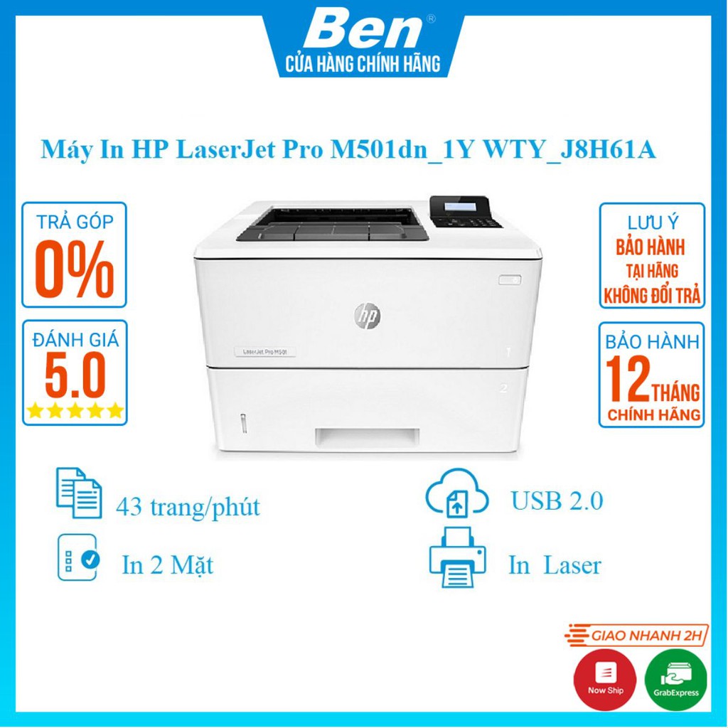 Máy in HP LaserJet Pro M501dn_1Y WTY_J8H61A