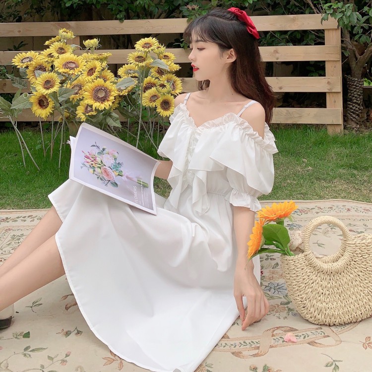 Váy hở vai mùa hè, váy trắng / Đầm ulzzang (order)