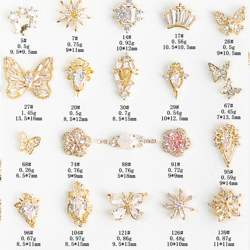 Hạt Đá zircon Hình Nơ Bằng Hợp Kim Trang Trí Móng Nghệ Thuật