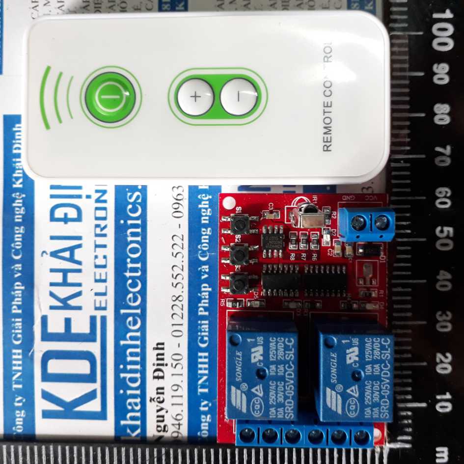 module 2 relay 5v, học lệnh+remote Hồng ngoại 2 kênh kde2132