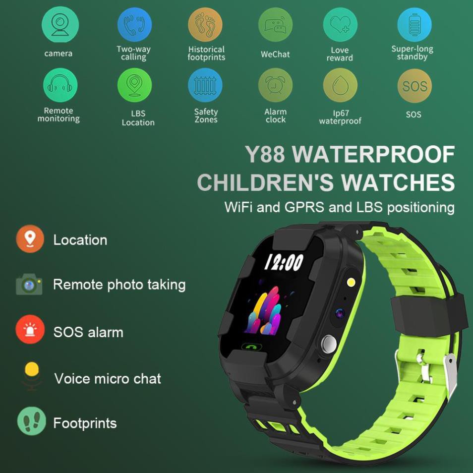 [GIÁ SẬP SÀN] Đồng hồ trẻ em Thông minh Y88 định vị GPS nghe gọi Wifi Chống Nước - BH 12 THÁNG
