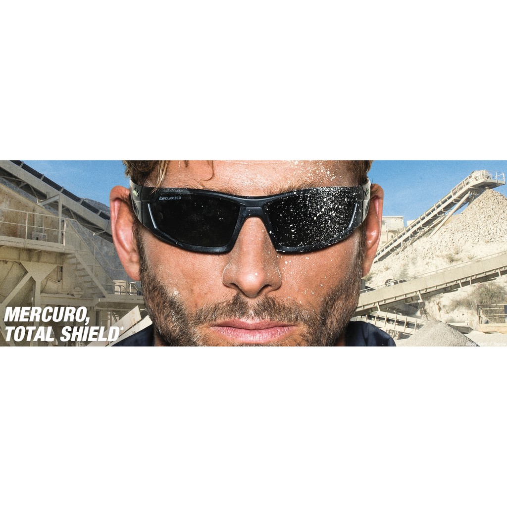 Kính BOLLE MERPSF MERCURO Outdoor Safety Smoke Lens Anti-Fog Platinum Coating, tròng đen khói chống đọng sương