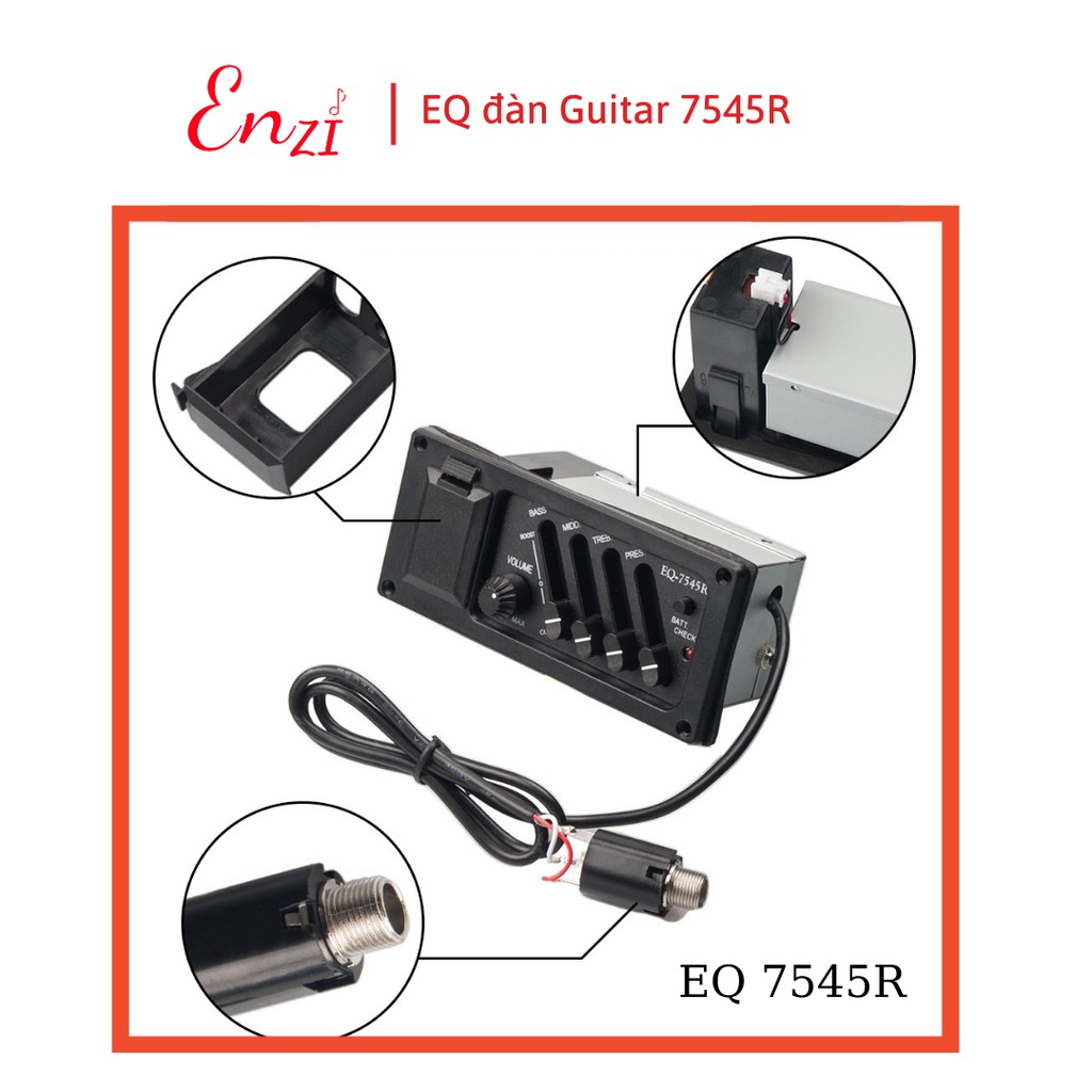 EQ đàn Guitar 7545R pickup kích âm thanh ra loa chơi guitar biểu diễn TẶNG PIN 9V Enzi