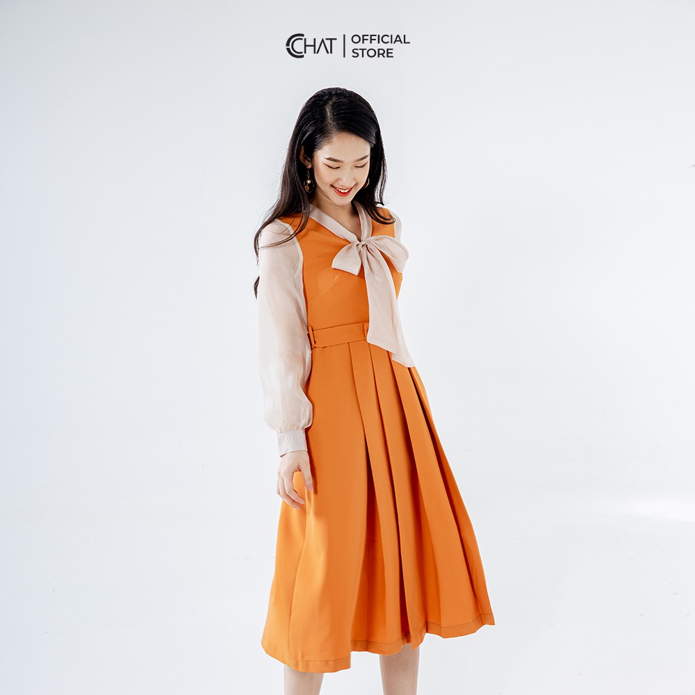 CCHAT Váy nơ cổ phối tay | BigBuy360 - bigbuy360.vn