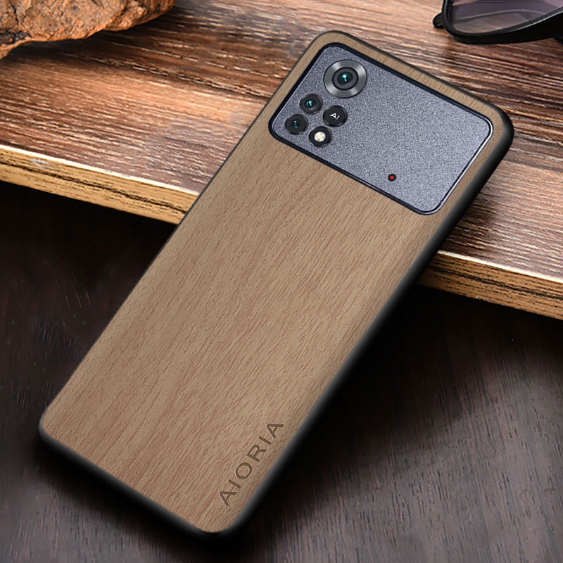 Ốp Bao Da Điện Thoại pu Họa Tiết Gỗ Cho xiaomi poco x4 pro nfc 5g m4 pro 4g