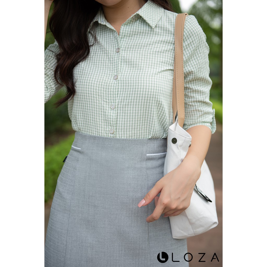 [Mã WAMNK giảm 20% tối đa 50k đơn 99k] Áo sơ mi nữ LOZA kẻ caro tay lửng - PS1025 | BigBuy360 - bigbuy360.vn
