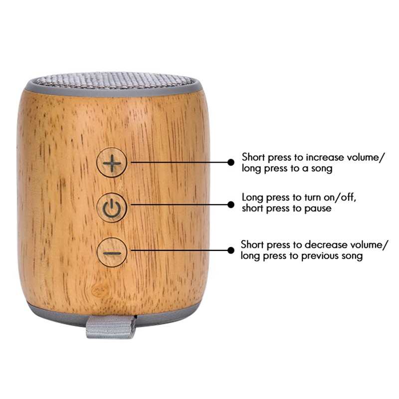 High Quality Small Waist Wooden Bluetooth Speaker Fabric Wireless Cannon Speaker