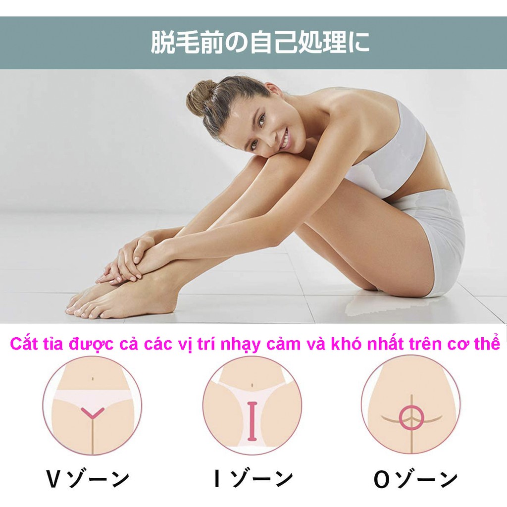 Máy sạc điện cắt tỉa lông 4 trong 1 Vellope Nhật Bản, cắt tỉa lông cơ thể, lông mày, lông mặt, vùng bikini