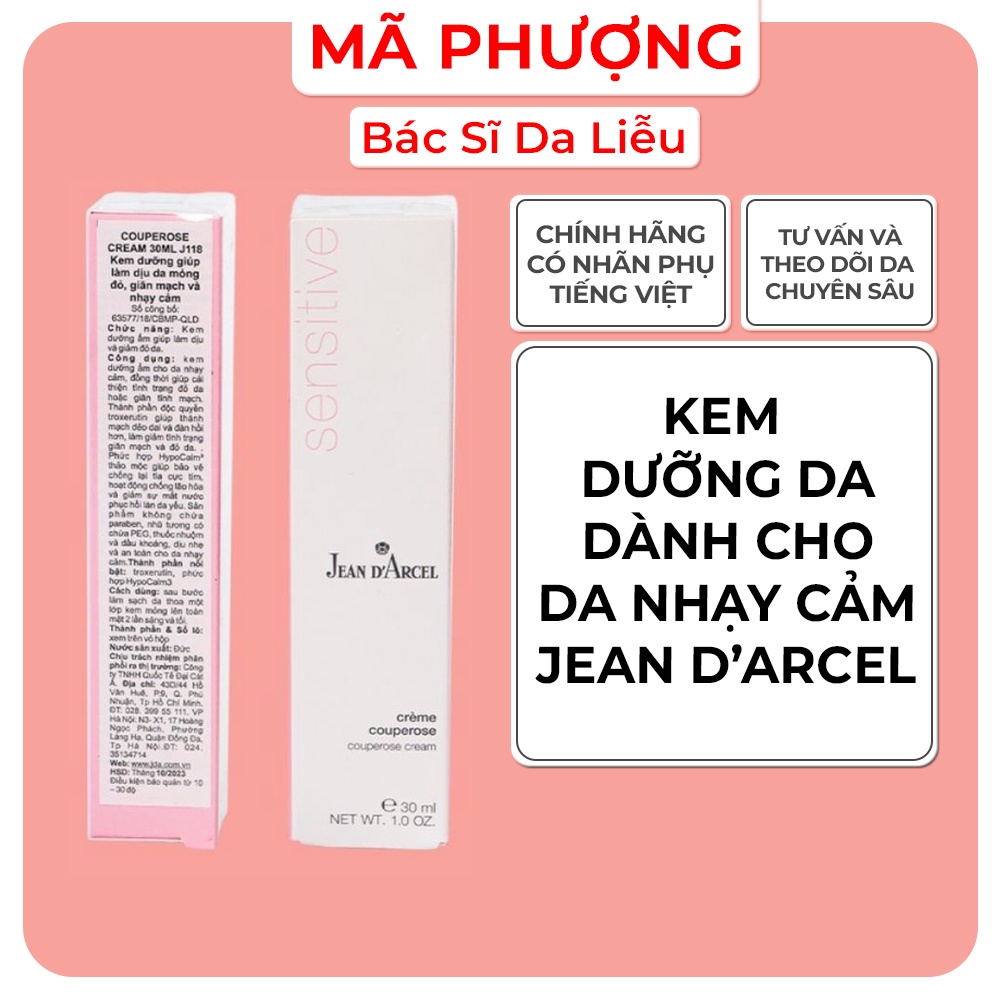 Kem dưỡng cho da nhạy cảm, giảm đỏ, giãn tĩnh mạch Jean D’Arcel Couperose Cream J118