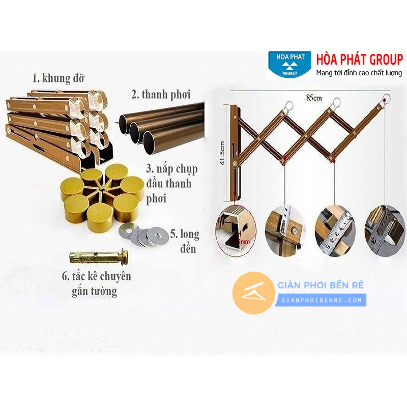 Giàn Phơi Thông Minh Gắn Tường K02 Champagne