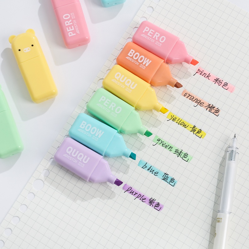 Bộ Bút Dạ Quang Mini 6 Màu Sắc Tự Nhiên 1520# Dành Cho Học Sinh