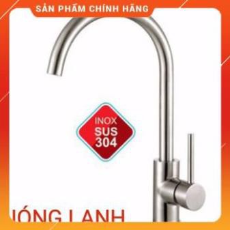 (GIÁSỐC) Vòi rửa chén nóng lạnh inox304 cong lớn, vòi rửa bát inox304 nóng lạnh bảo hành 3 năm