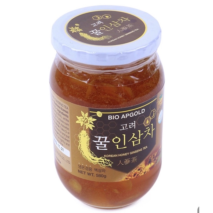 Nhân sâm tươi ngâm mật ong Bio Hàn Quốc lọ 580g, PP Sâm Yến 3A