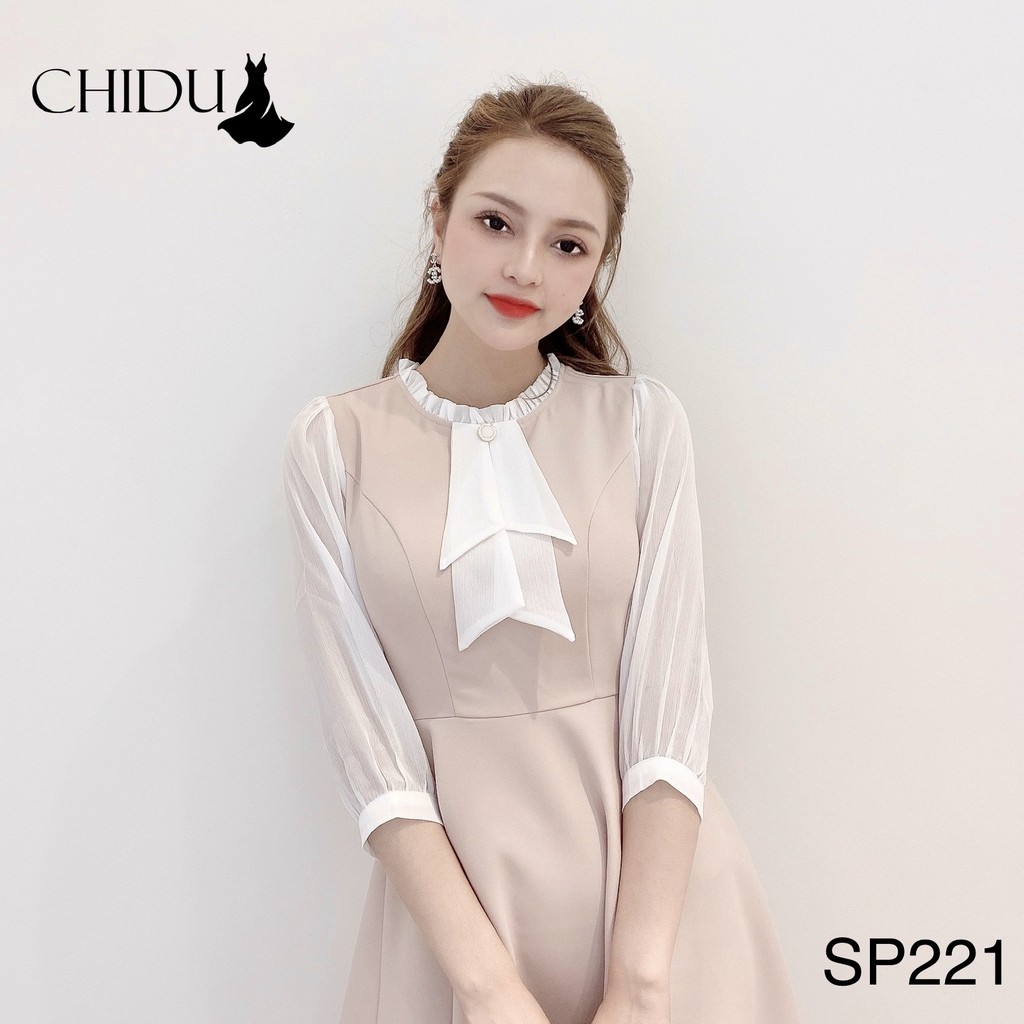 [Mã WARN30 hoàn 15% xu đơn 150k] CHIDU váy cổ nơ một khuy bánh bèo, váy cổ nơ dáng xòe - SP221 | BigBuy360 - bigbuy360.vn