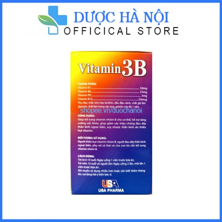 Viên uống Vitamin 3B giúp ăn ngon ngủ tốt, giảm đau nhức, tê bì chân tay 100 viên