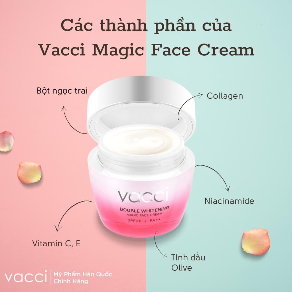 Kem Dưỡng Trắng Nâng Tone Da Mặt Vacci Double Whitening Magic Face Cream 50ml