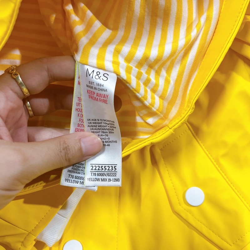 M101 - ÁO KHOÁC MƯA VỊT VÀNG 6/9m - 2/3y - XUHASHOPBABY