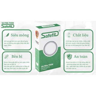Bao cao su Safefit Ultra thin 12 chiếc ⚡siêu mỏng- 0.03mm