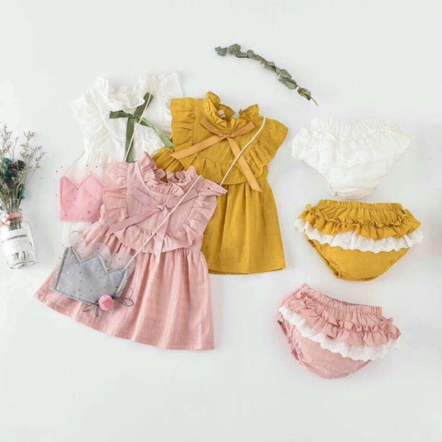 Set váy kèm túi bé gái