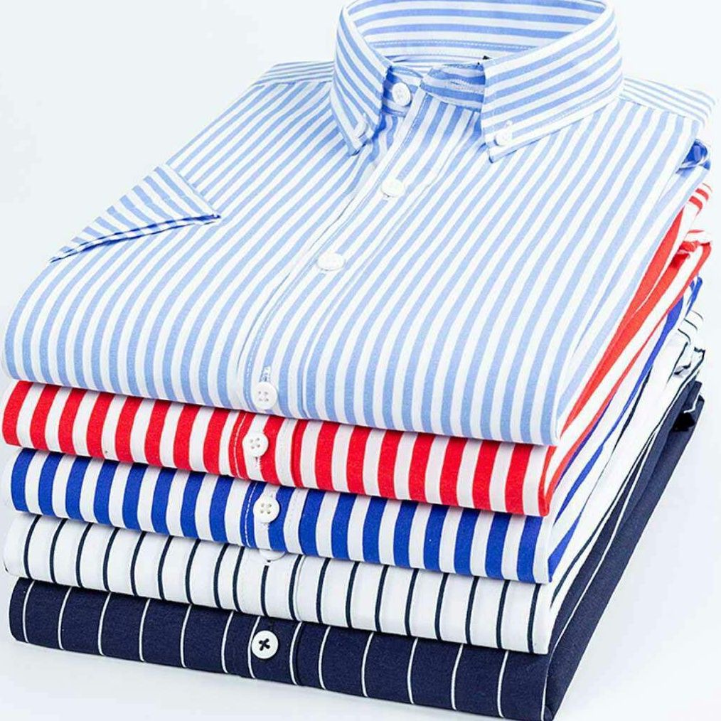 Áo Sơ Mi Nam Ngắn Tay Sọc Trắng Đen Thời Trang