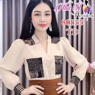 Áo somi tay phồng phối beo