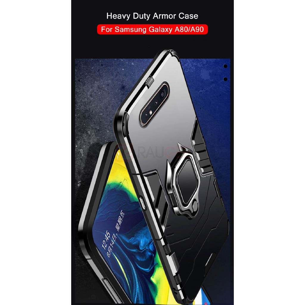 Ốp lưng Samsung Galaxy A80 Hybrid Slim Ring Holder Vỏ giáp chống sốc Vỏ bọc từ tính