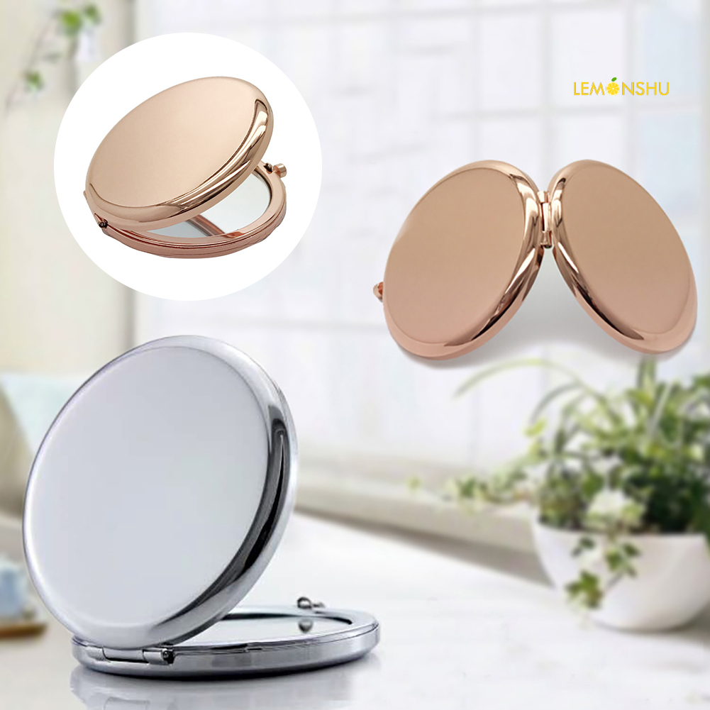 【Beauty】Portable Solid Color Metal Round Case Double-Side Pop-Up Pocket Makeup Mirror | BigBuy360 - bigbuy360.vn