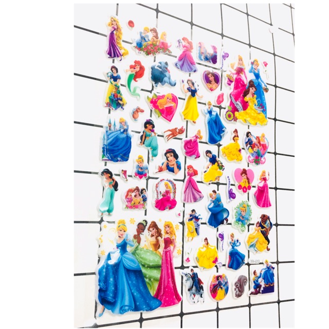 Sét Sticker công chúa hình dán nổi trống nước