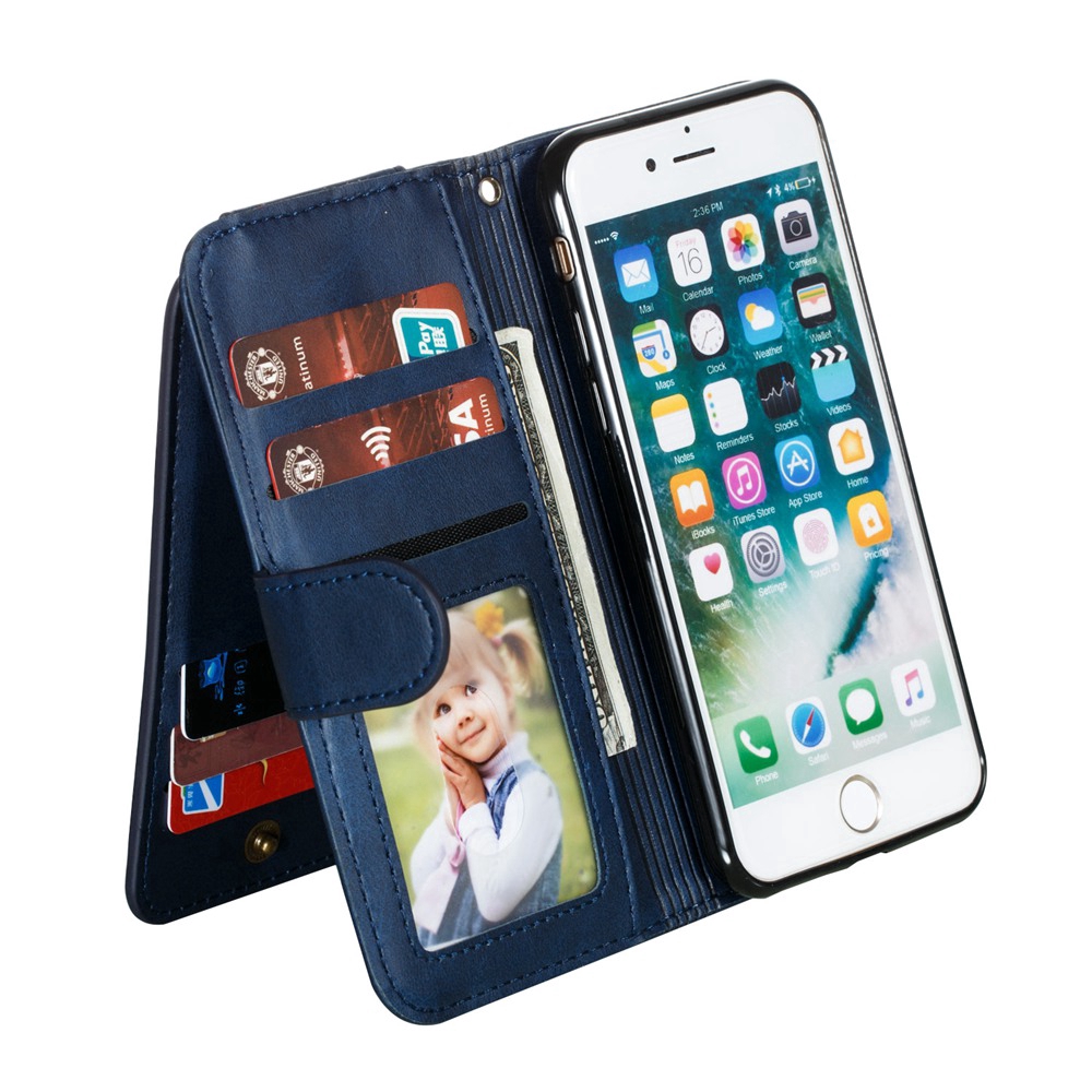 9 Crads Holder Casing iPhone SE 2020 Multifunctional zip wallet Case iPhone SE 2 SE2 PU Leather Filp Cover